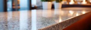 empty marble countertop in a luxury restaurant, shallow depth of field