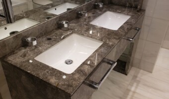 marble double bathroom sink
